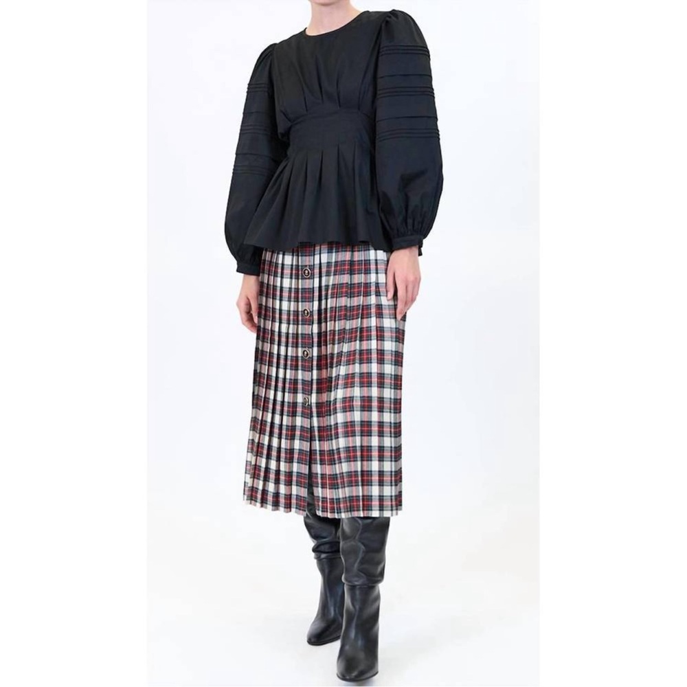 NWT HUNTER BELL harlan skirt in red multi plaid